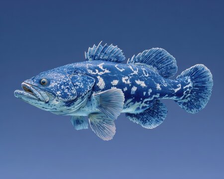 Profile Portrait of an Adult Coelacanth (Latimeria chalumnae) in its Marine Habitat