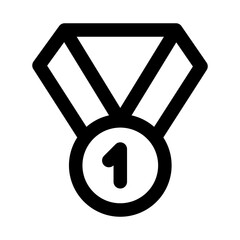 Number One Medal Modern Line Icon. Professional minimal vector symbol representing first place award achievement and recognition.