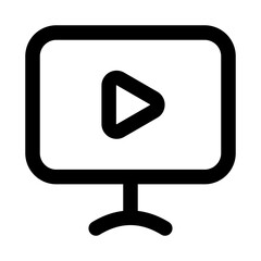 Multimedia Play Button Modern Line Icon. Professional minimal vector symbol representing media playback video audio and digital content control.