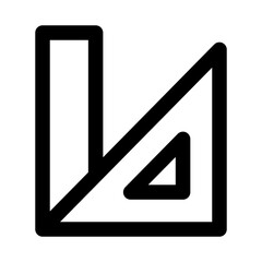 Triangular Ruler Modern Line Icon. Professional minimal vector symbol representing measurement geometry drawing and technical design.