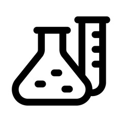 Laboratory Glass And Tube Modern Line Icon. Professional minimal vector symbol representing science research experiment and chemical testing.