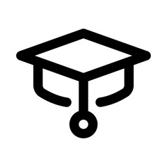 Education Hat Modern Line Icon. Professional minimal vector symbol representing graduation learning academic achievement and student success.