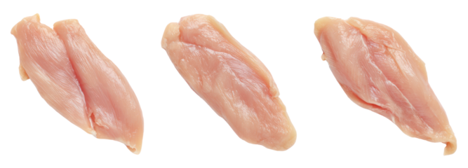 Raw chicken breast fillets on transparent background culinary delicacies food photography