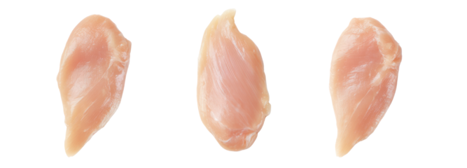 Chicken breast fillets on transparent background culinary showcase food photography minimalist style