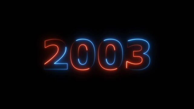 Glowing Blue, Red Neon Calendar 2003 Text Animation Futuristic 4K Visual Video.