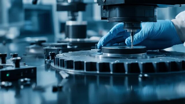 Closeup of a technician applying heatresistant doping techniques to a metal sample enhancing its thermal durability and strength in a controlled lab environment.