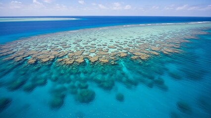 Aerial View of Coral Reef in Ocean.
