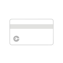 A rectangular card with a gray stripe and a key icon on a white background