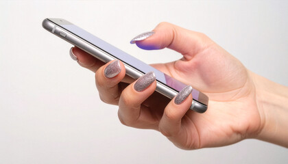 Close-up of a woman's hand operating a smartphone