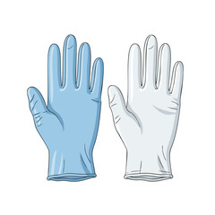 Two stylized, hand-shaped gloves, one blue and the other white, sit on a white backdrop