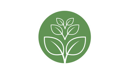 Green Sprout Plant with Leaves Icon in Circle, Representing Nature, Growth, and Ecology on an Isolated White Background