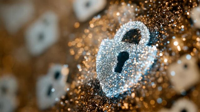A Captivating Close-up of an Artistic Lock Symbol, Surrounded by a Sparkling Background, Representing Digital Security and Protection in a Modern World