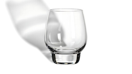 Empty Whiskey Glass with Realistic Shadow Reflection on White Background