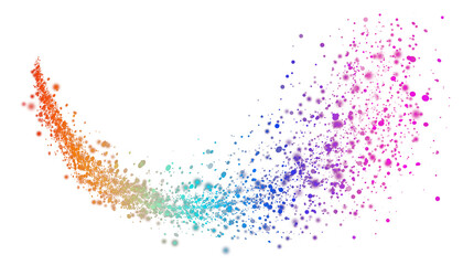 Vibrant Rainbow Gradient Particle Wave and Colorful Magic Dust Trail with Shimmering Multi-color Particles PNG