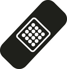 Simple black and white illustration of a standard adhesive bandage design