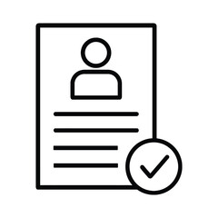 Simple profile icon with checkmark displayed on a document outline