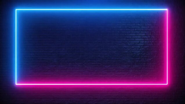 Neon Frame Loop Blue & Pink - Cyberpunk Brick Wall Background