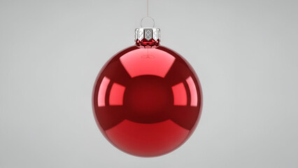 Red christmas ornament ball isolated on white