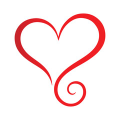 A simple watercolor painting of a red heart on a white background