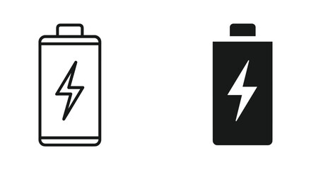 Obraz premium Battery icon with lightning bolt symbol