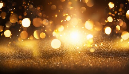 Radiant Golden Glitter And Bokeh Light Overlay Effect