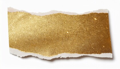 Ripped Gold Glitter Paper Torn Edges Strips Isolated Background
