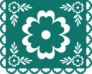 Mexican papel picado paper vector template. Isolated vector illustration.