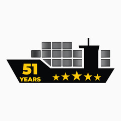 Fifty One Year Shipping Experience Cargo Ship Icon