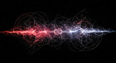 digital energy lines illustrating energetic data flow and network connections in an abstract cosmic background useful for technology and science projects.