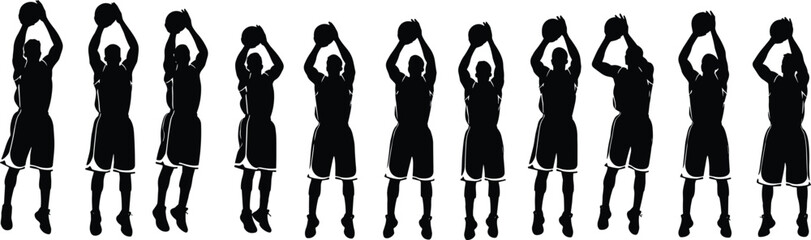 Silhouettes of twelve hospitality staff including chefs and waiters in uniforms, holding trays, utensils, and bottles, representing restaurant service roles