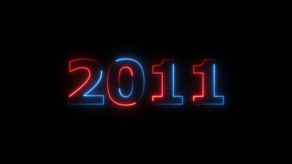 Glowing Blue, Red Neon Calendar 2011 Text Animation Futuristic 4K Visual Video.