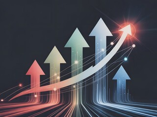 Leadership growth symbol wallpaper with upward-pointing triangles, glowing nodes, and flow lines representing progress and guidance