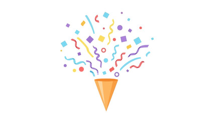 A festive cone erupting with a colorful explosion of confetti and streamers, celebrating a joyous occasion.