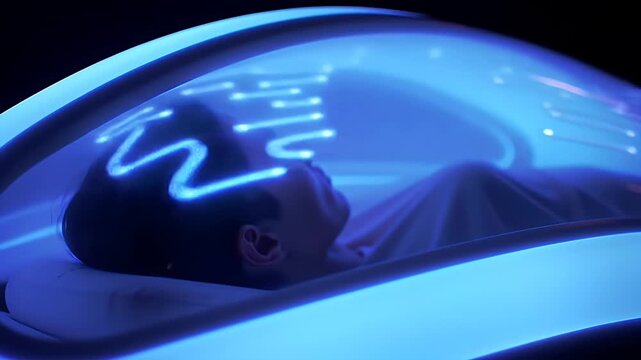 Man in hyperbaric chamber.