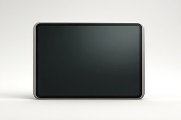 Front view of a sleek tablet on a pure white background, minimalist product photography