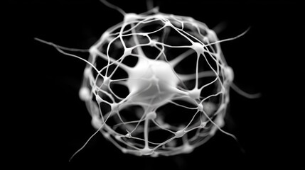 Abstract neuron cell on black background