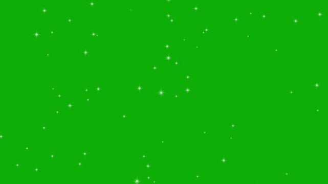 Magical Sparkling Stars Overlay on Green Screen. twinkling stars animation loopable with alpha channel. minimalist starry night sky animation.