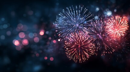 Colorful bursts of light illuminate the night sky, creating a celebratory atmosphere