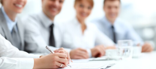 Fototapeta premium Businessman partnership agreement at meeting Success business teamwork. Generative AI technology.