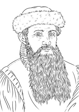 Portrait of Johannes Gutenberg, inventor the movable-type printing press