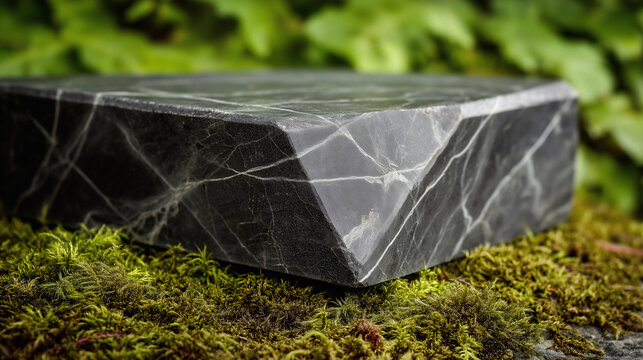 downland. A smooth grey soapstone rock with natural veining resting on moss. travel magazines, destination branding, designed for travel destination branding and outdoor magazines and nature guides.