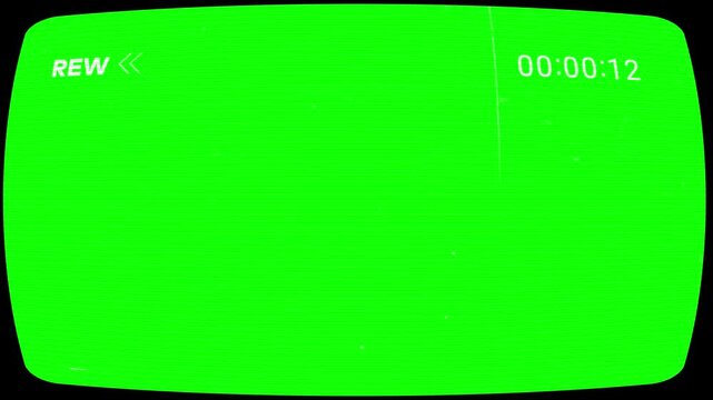 green screen rewind analog tv vhs display distort 4k video 60 fps.