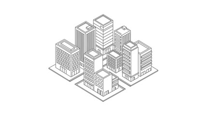 Obraz premium Isometric view of modern city buildings
