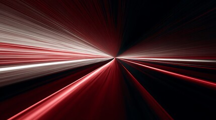 A dynamic abstract composition with radial streaks of red, white, and black hues, creating a sense of movement