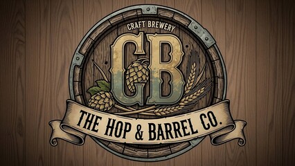Craft Brewery Logo with Hops Design.