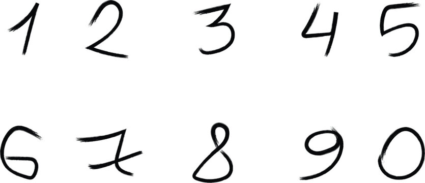Hand drawn numbers design isolated on transparent background