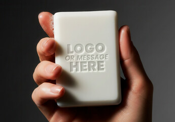 Soap Hold By Hand Message Logo Mockup
