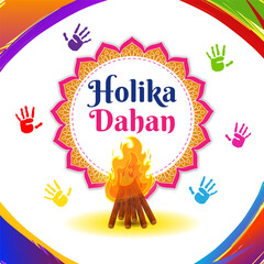 Vector illustration of Holika Dahan social media template