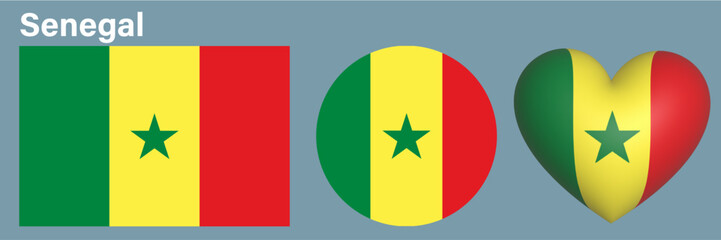 set flag of Senegal icon vector illustration sign 