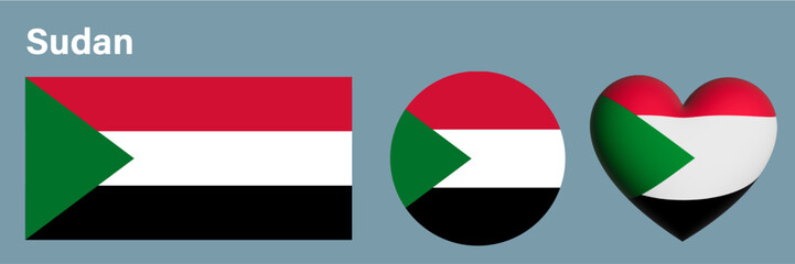 set flag of Sudan icon vector illustration sign 